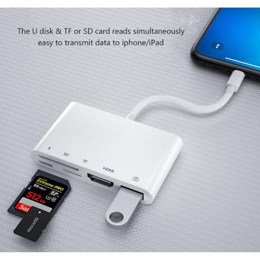5 In 1 Famale Usb3.0 For phone Interface To 1080p HDMI-compatible Usb SD Tf Card Reader Digital Adapter