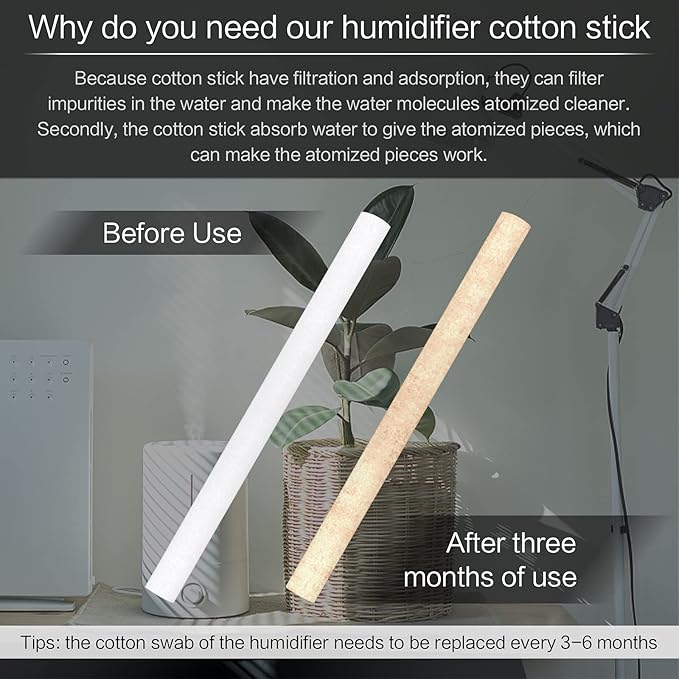 💧 Humidifier Stick Filter Refill - Mini Humidifiers Filter Sticks Air Diffuser Pure Wicks Refill Cotton Filter Sticks Replacement Wicks for Small Portable Diffuser in Office Bedroom Home