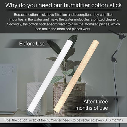 💧 Humidifier Stick Filter Refill - Mini Humidifiers Filter Sticks Air Diffuser Pure Wicks Refill Cotton Filter Sticks Replacement Wicks for Small Portable Diffuser in Office Bedroom Home