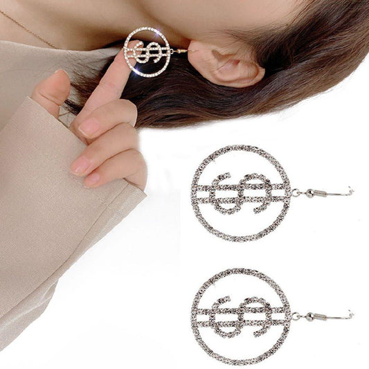 Unique Design US Doll-ar Money Drop Crystal Earrings for Women Round Earrings for Women Trendy Jewelry Gifts