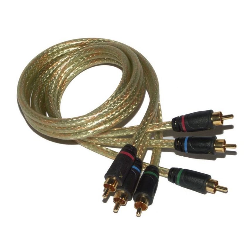 Pure White Copper 3 RCA Male to Male Audio Video Cable – 12 Feet | Golde Plated Connectors | Oxygen-Free Copper | Transparent Long-Life Cable for HDTV DVD Blu-ray Gaming