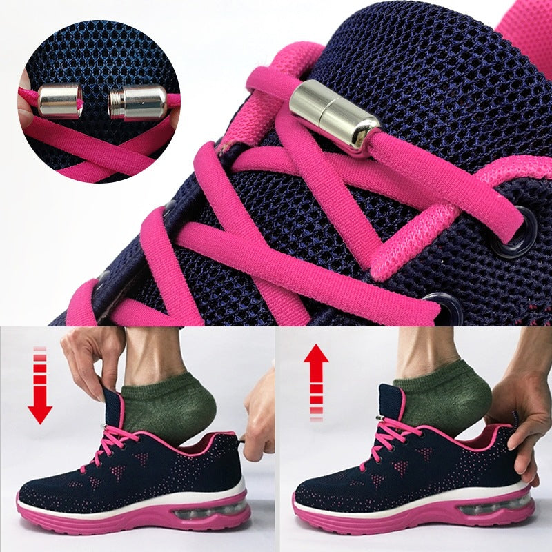 Elastic No Tie Shoelaces Semicircle Shoe Laces For All and Adult Sneakers Shoelace Quick Lazy Metal Lock Laces Shoe Strings