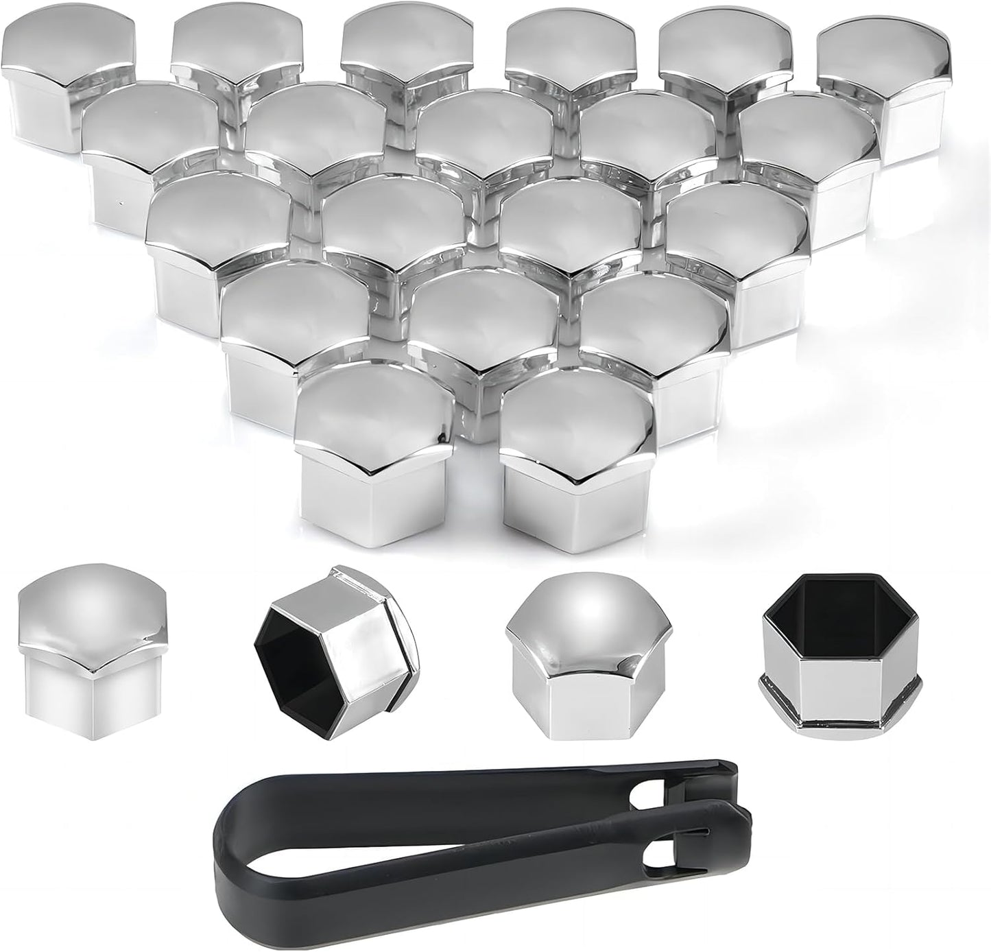 Caps for wheel bolts 17 mm  16pcswith a lock (nickel plated)