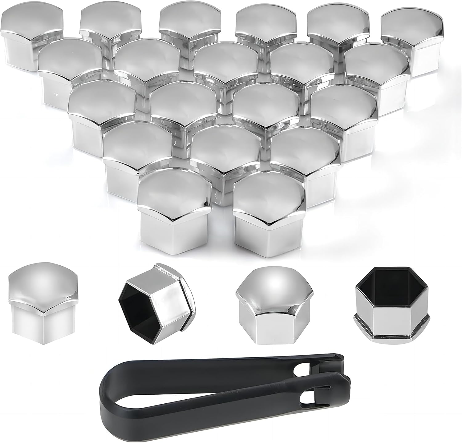 Caps for wheel bolts 17 mm  16pcswith a lock (nickel plated)