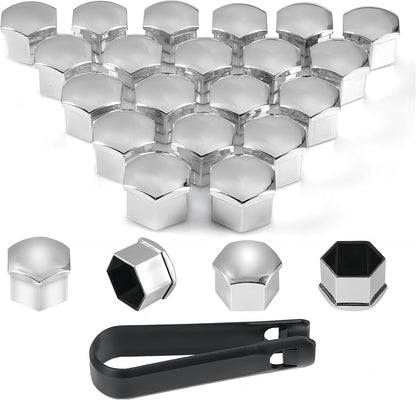 Caps for wheel bolts 17 mm  16pcswith a lock (nickel plated)