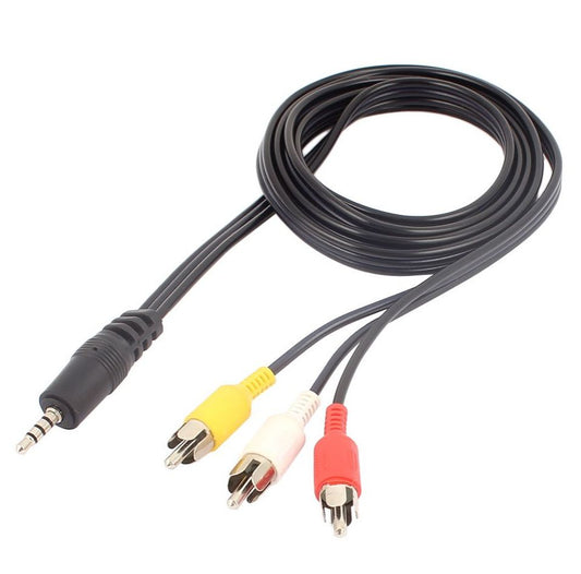 3.5mm to RCA AV Cable 112CM – 3.5mm Jack to 3 RCA Male Audio Video Adapter for TV, DVD Player, Mobile, Projector & Home Theater