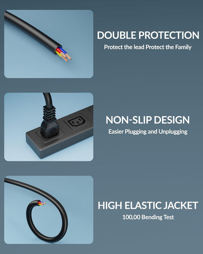 🔌 Male To Female Branded IEC C13 to C14 Link Power Cable – Heavy Gauge Power Extension Cord | 250V 10A | for Computer, Printer, SMPS, Monitor, Server, Display UPS - Heavy Gauge