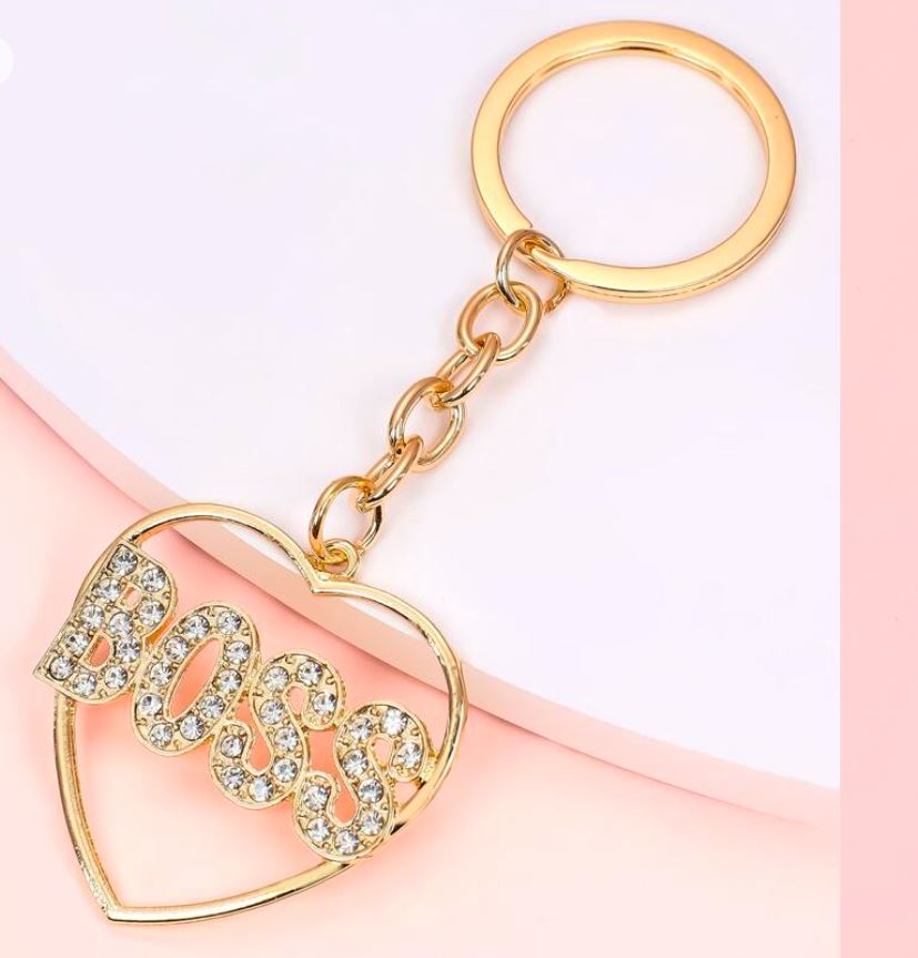 Boss Metal Key Ring Golden hart for gift