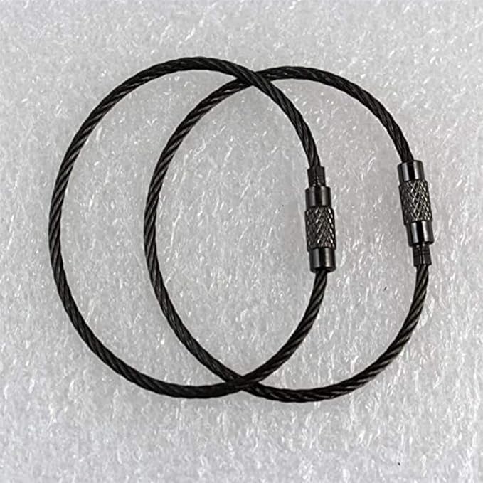 5 Pcs Black Keyring,Wire Keychain, Cable Stainless Steel, Cable Key ring wire, Colored Metal Loop ,Luggage Tag Rings，Keychain