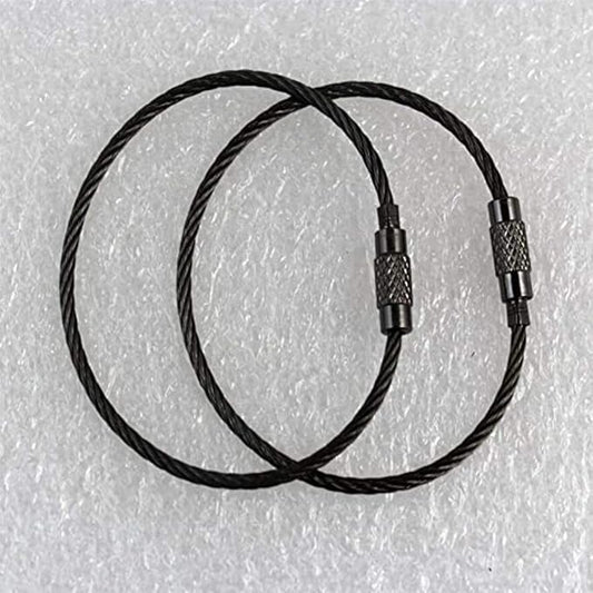 5 Pcs Black Keyring,Wire Keychain, Cable Stainless Steel, Cable Key ring wire, Colored Metal Loop ,Luggage Tag Rings，Keychain