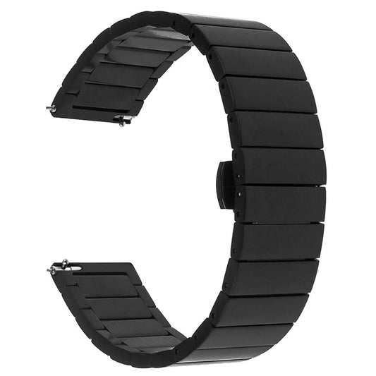 Watch Strap Stainless Steel Metal 22mm Compatible with All Smartwatch Belt Matte Finish Luxury Band Black 90g