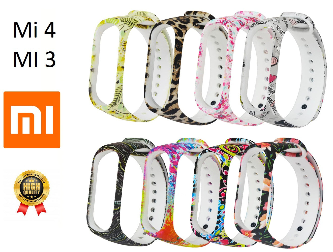 Mi4 Band Strap & Mi3 Band Strap Printed A One Natural Flowers Color Full Matching Girls & Boys Strap for Mi Replacement Waterproof Wrist Band Printed Strap for Xiaomi Mi Band 4 & 3 Smart Activity Tracker -Printed (Only 1 Strap - Chip not Included)