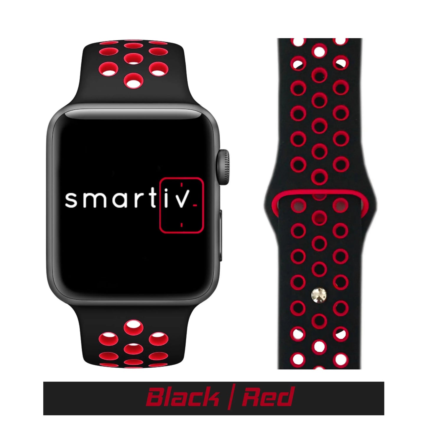 Black Rose Red Breathable with holes sport silicone watch Band for I watch 42mm 44mm 45mm Bracelet Strap