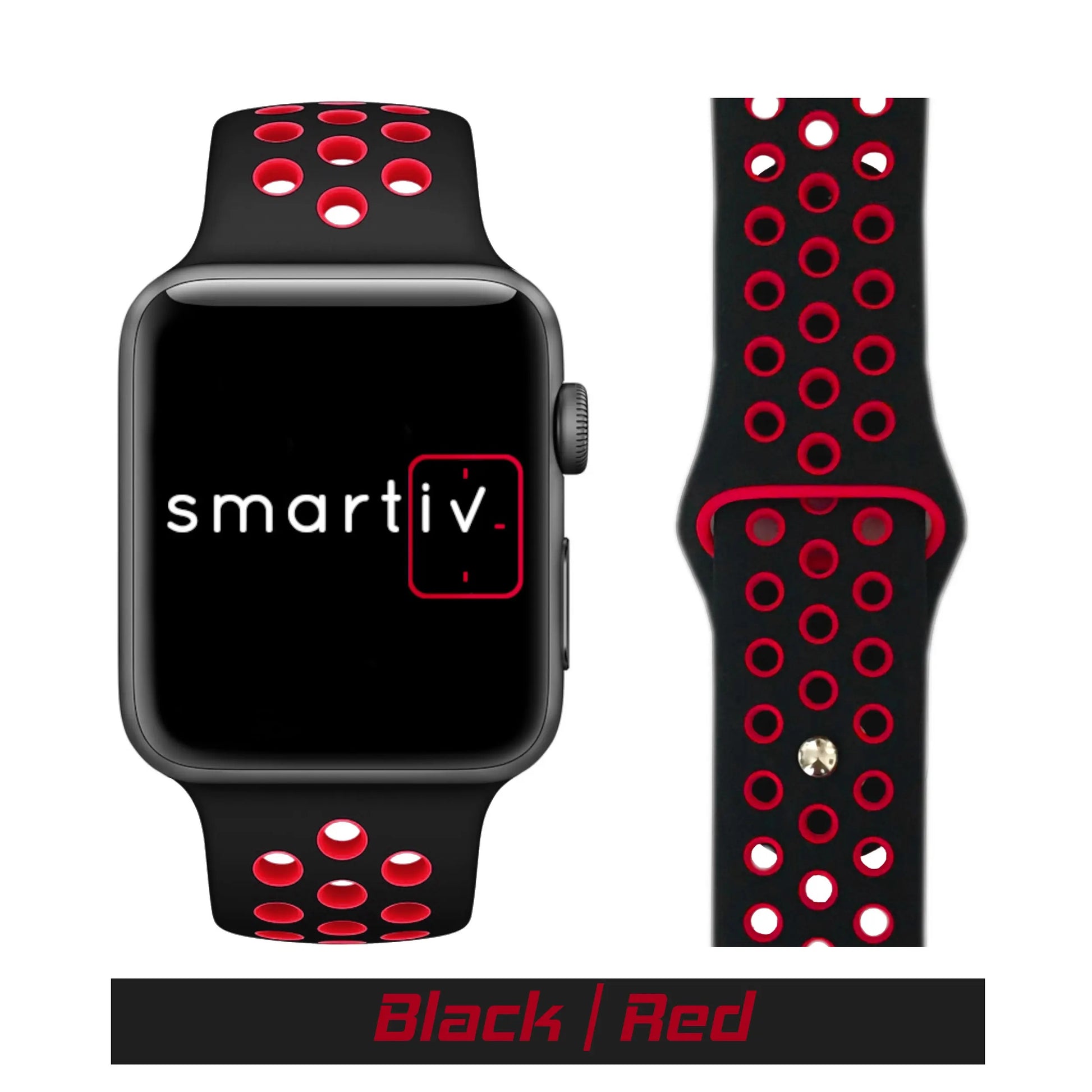 Black Rose Red Breathable with holes sport silicone watch Band for I watch 42mm 44mm 45mm Bracelet Strap