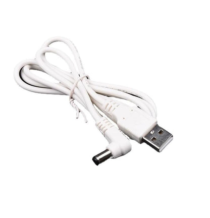 USB Male to 3.3mm Power Cable 1 Meter – 90° Angle Jack 5V 24AWG White Charging Cable for 3.3mm Devices