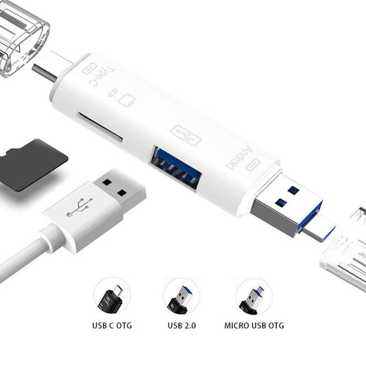 3 In 1 Micro SD Card Reader USB C USB Micro USB OTG Adapter For Mac book PC Tablets Smartphone