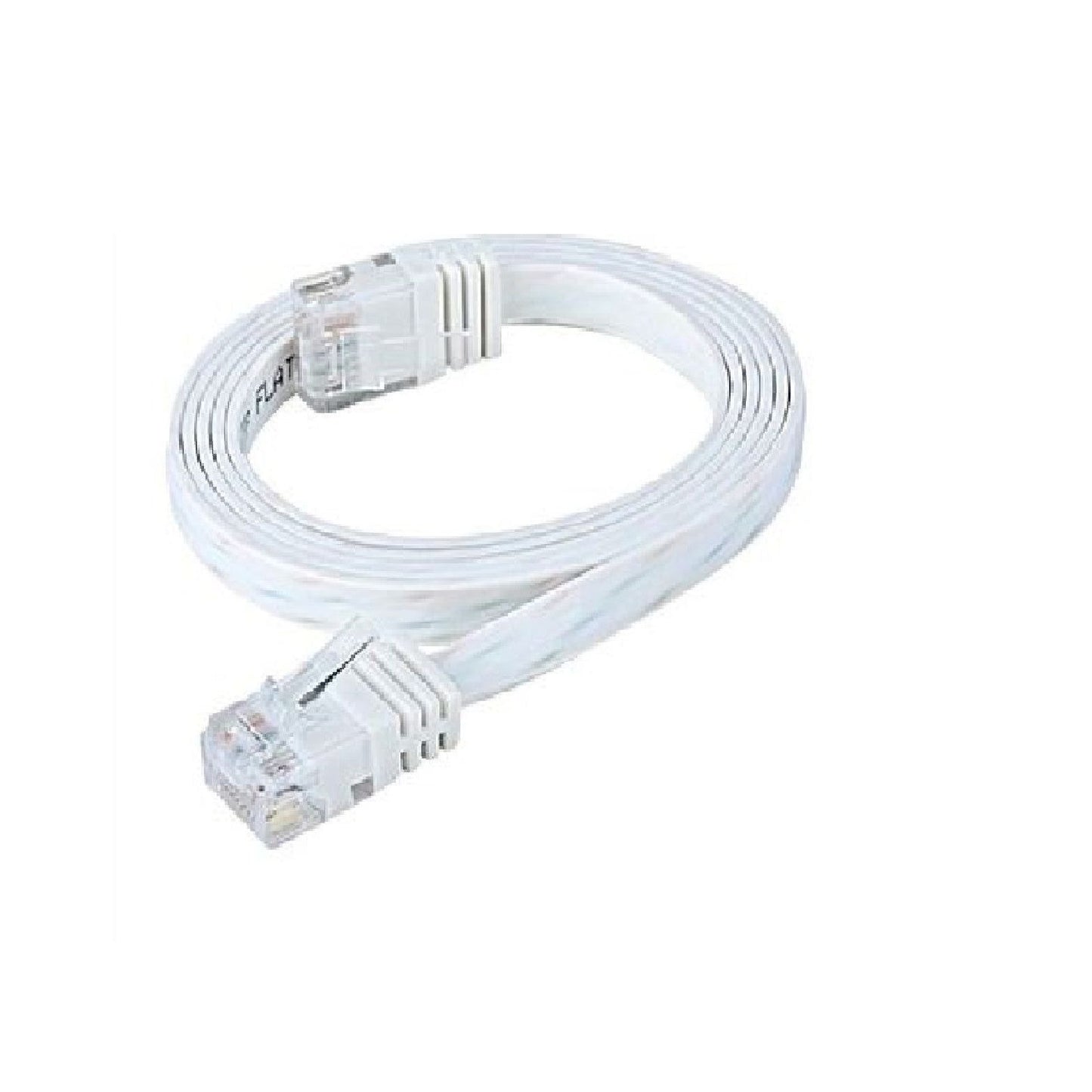 White Ultra Flat Cat6 Patch Cable – 1 ft High-Speed Ethernet LAN Lead, RJ45 Network Cord for PC, Router, Modem