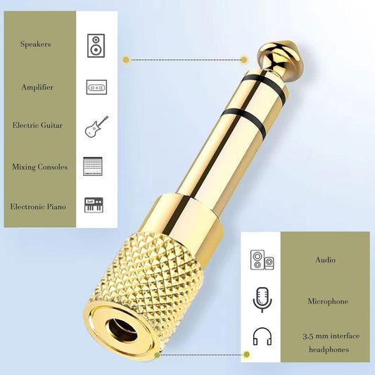 3.5 mm Female To Mic 6.5 mm Male Adapter (53mm long pin)