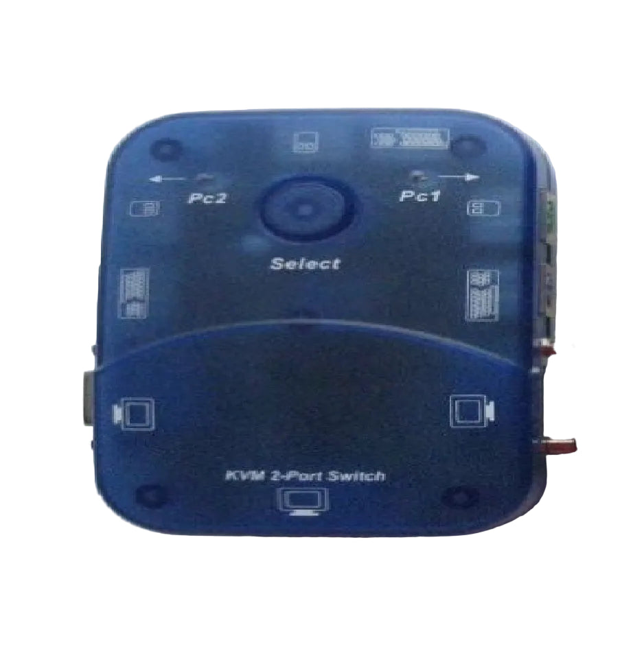 Branded Used KVM 2-Port Switch KVM-102-01 VGA PS/2 with Cables | Control 2 PCs with 1 Monitor, Keyboard & Mouse