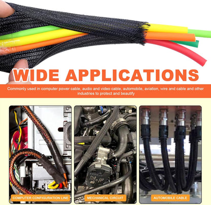 5 pcs Protective Fabric Cable Sleeve 8 mm for Wire Management – Expandable Braided Cord Protector for USB, Power & Computer Cables