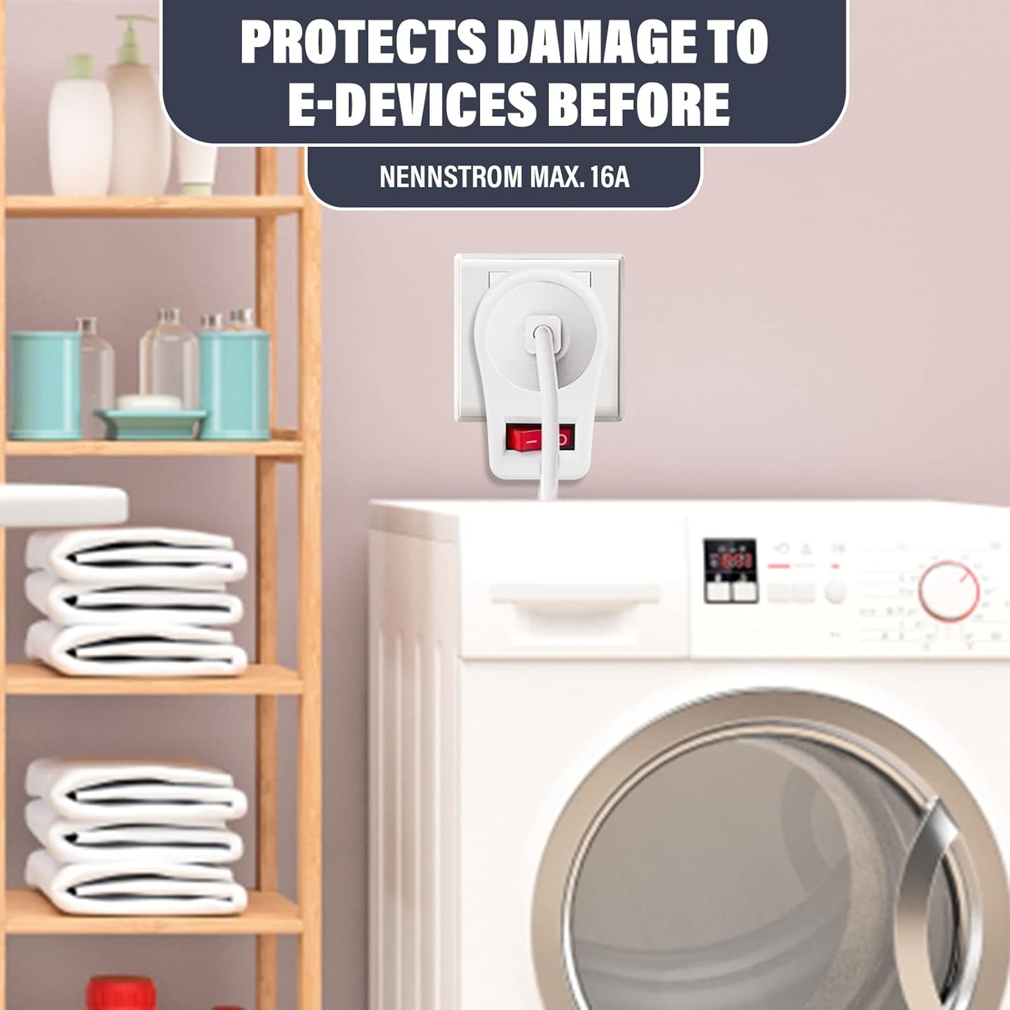 1 Compartment Socket Adapter with Switch – 16A 250V Max 3680W Power Socket with ON/OFF Button (White) – Single Piece