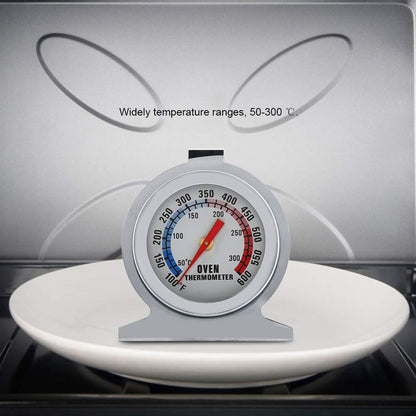 Stainless Steel Oven Thermometer | Glass Dial Temperature Gauge for Baking, Roasting, Cakes, Meat &amp; BBQ | Accurate Heat Meter