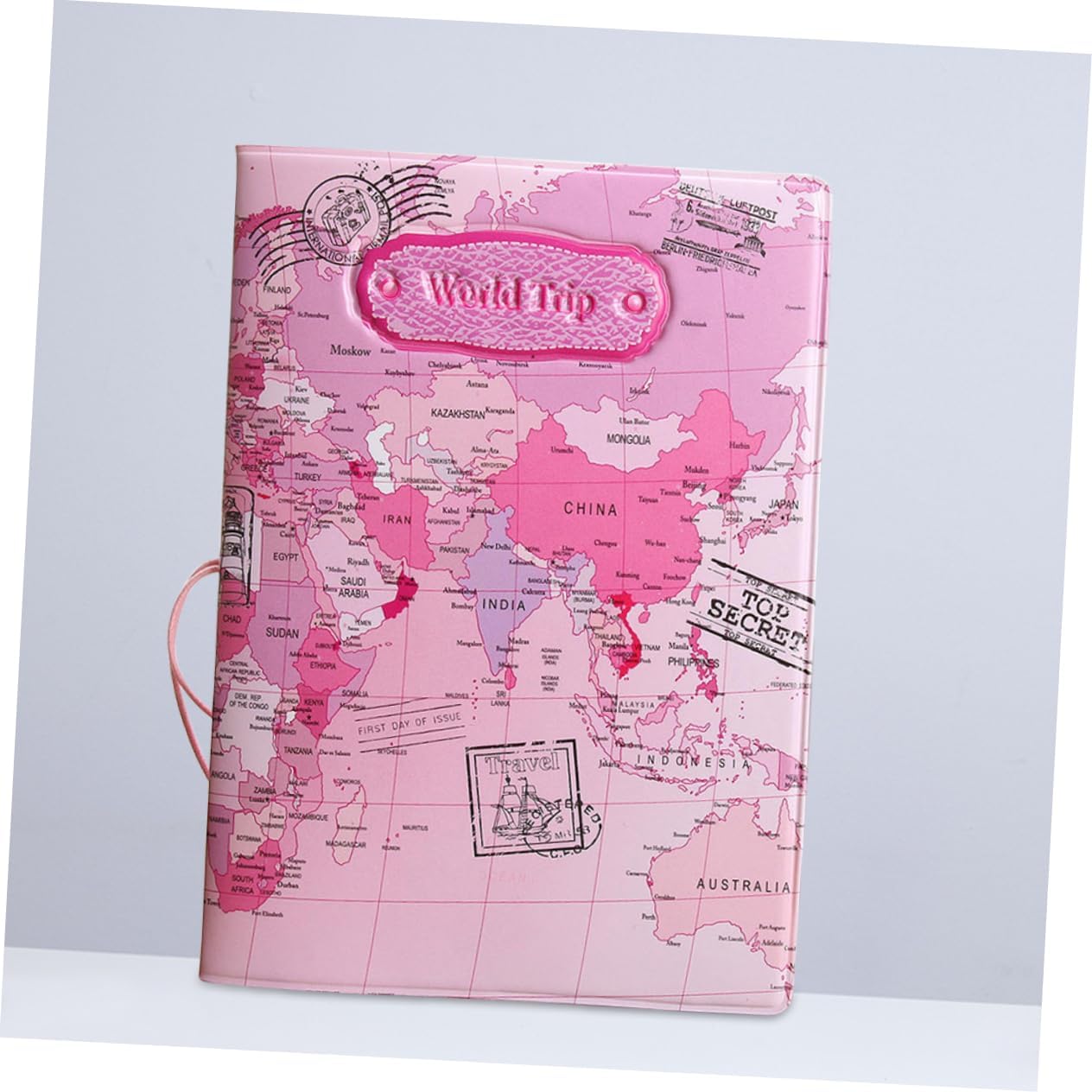 RFID Blocking PU Leather Passport Holder – Globe Design Travel Document Cover for Passport & Boarding Pass