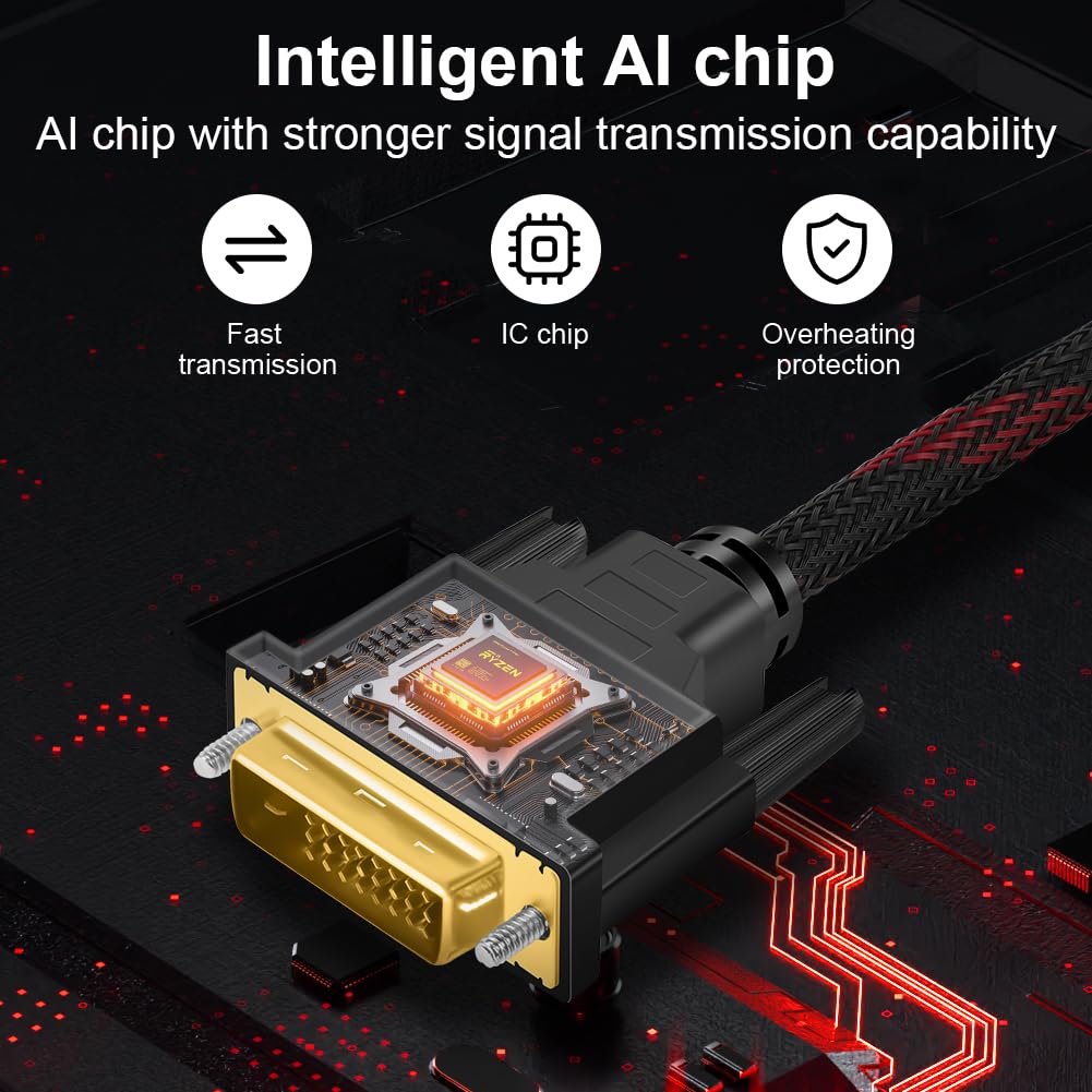 Branded HDMI to DVI Cable 2M (24+1 Pin) – Full HD 1080p Gold Plated Connector | Premium Quality Video Converter Cable