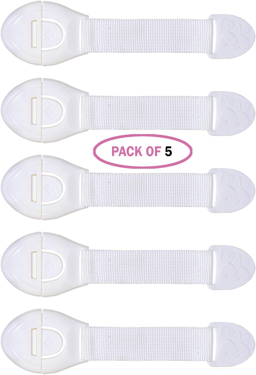Child Proof Safety Locks for Drawers, Cabinets & Doors – Easy Install Kid-Resistant Straps (21×5 cm, White) for Cupboards, Wardrobes, Toilets & Furniture