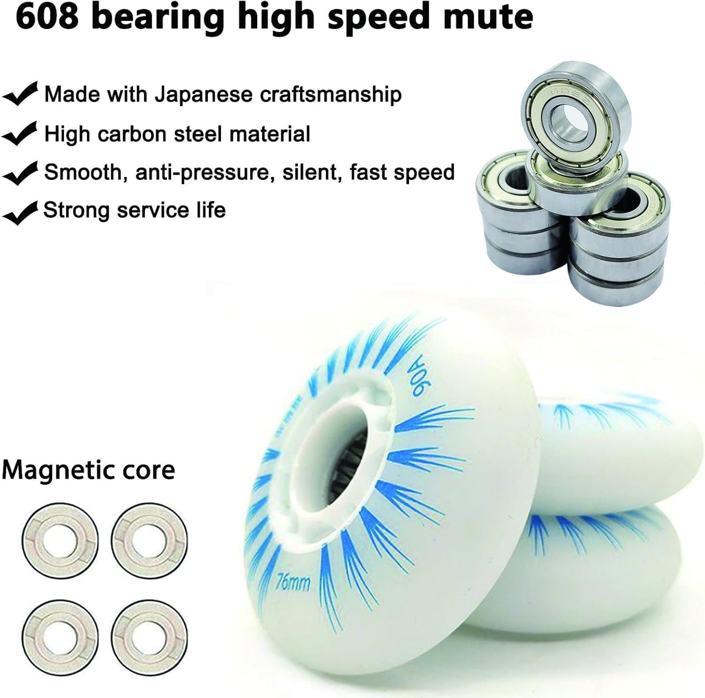 (1 Piece) 80mm LED Inline Skate Replacement Wheel 90A – Multicolor Light-Up Rollerblade Wheel for Inline Skates & Roller Skates