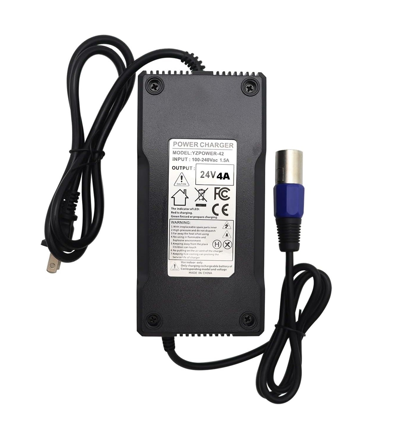 24V 4A Battery Charger with XLR Connector – Smart Charger for Mobility Scooters, Power Chairs & Electric Wheelchairs Compatible with EA1065, S150 180 X-CEL, Jazzy 1107, 614HD, Invacare Pronto M51 & More