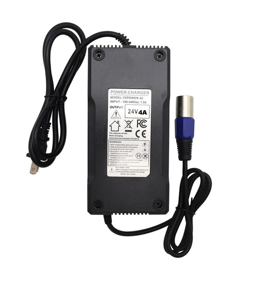 24V 4A Battery Charger with XLR Connector – Smart Charger for Mobility Scooters, Power Chairs & Electric Wheelchairs Compatible with EA1065, S150 180 X-CEL, Jazzy 1107, 614HD, Invacare Pronto M51 & More