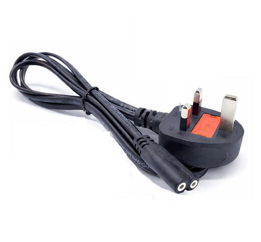 Universal UK Plug 2 Prong Power Cord – 2 Meter AC Power Cable for LED TV, Printer, Gaming Console, Kettle & More