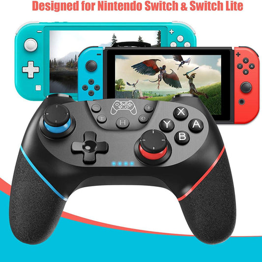 Wireless Controller for Nintendo Switch – Bluetooth Pro Gamepad with Adjustable Turbo, Dual Shock & Gyro Axis