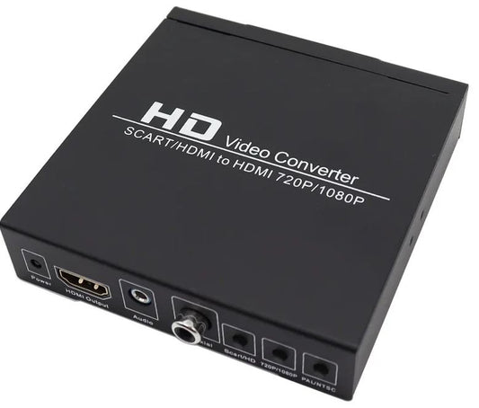 Full HD 1080P SCART to HDMI-compatible Digital Converter High Definition Video Converter EU Power Plug Adapter For HDTV HD