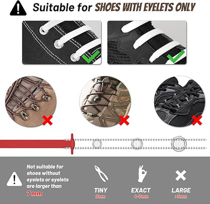 1 Set No Tie Shoelaces for Kids and Adults Stretch Silicone Elastic No Tie Shoe Laces