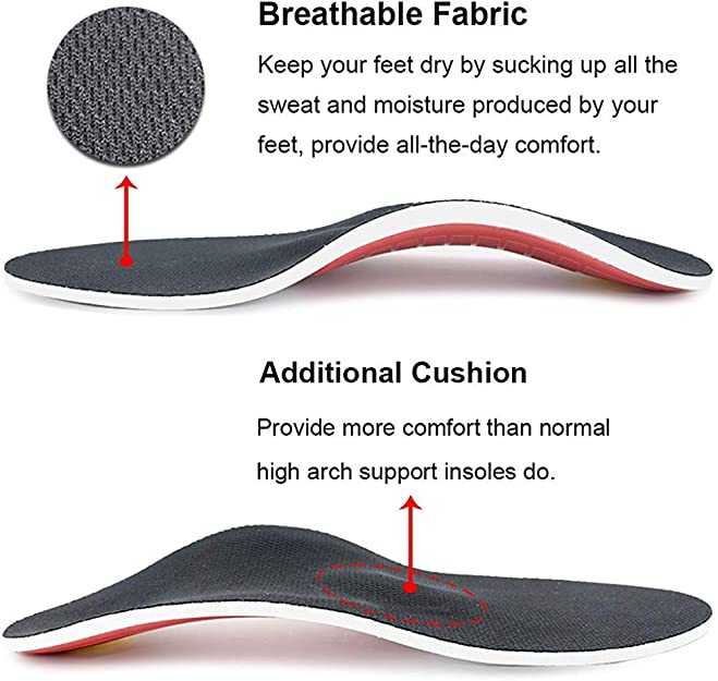 High Arch Support Shoe Insoles Inserts for Flat Feet - Orthotic Insoles High Arch for Men Women Arch Pain, Plantar Fasciitis Relief Insoles