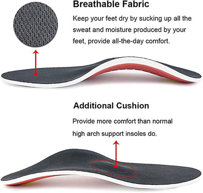 High Arch Support Shoe Insoles Inserts for Flat Feet - Orthotic Insoles High Arch for Men Women Arch Pain, Plantar Fasciitis Relief Insoles