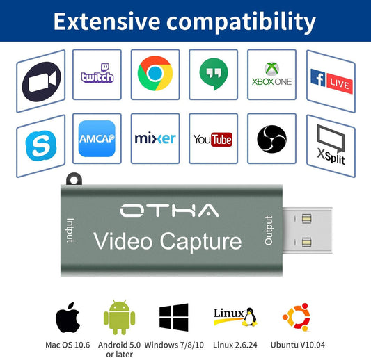 OTHA HDMI to USB 3.0 Capture Card 1080p 60FPS | Game Streaming Device | OBS Compatible Video Capture Card for PC Laptop