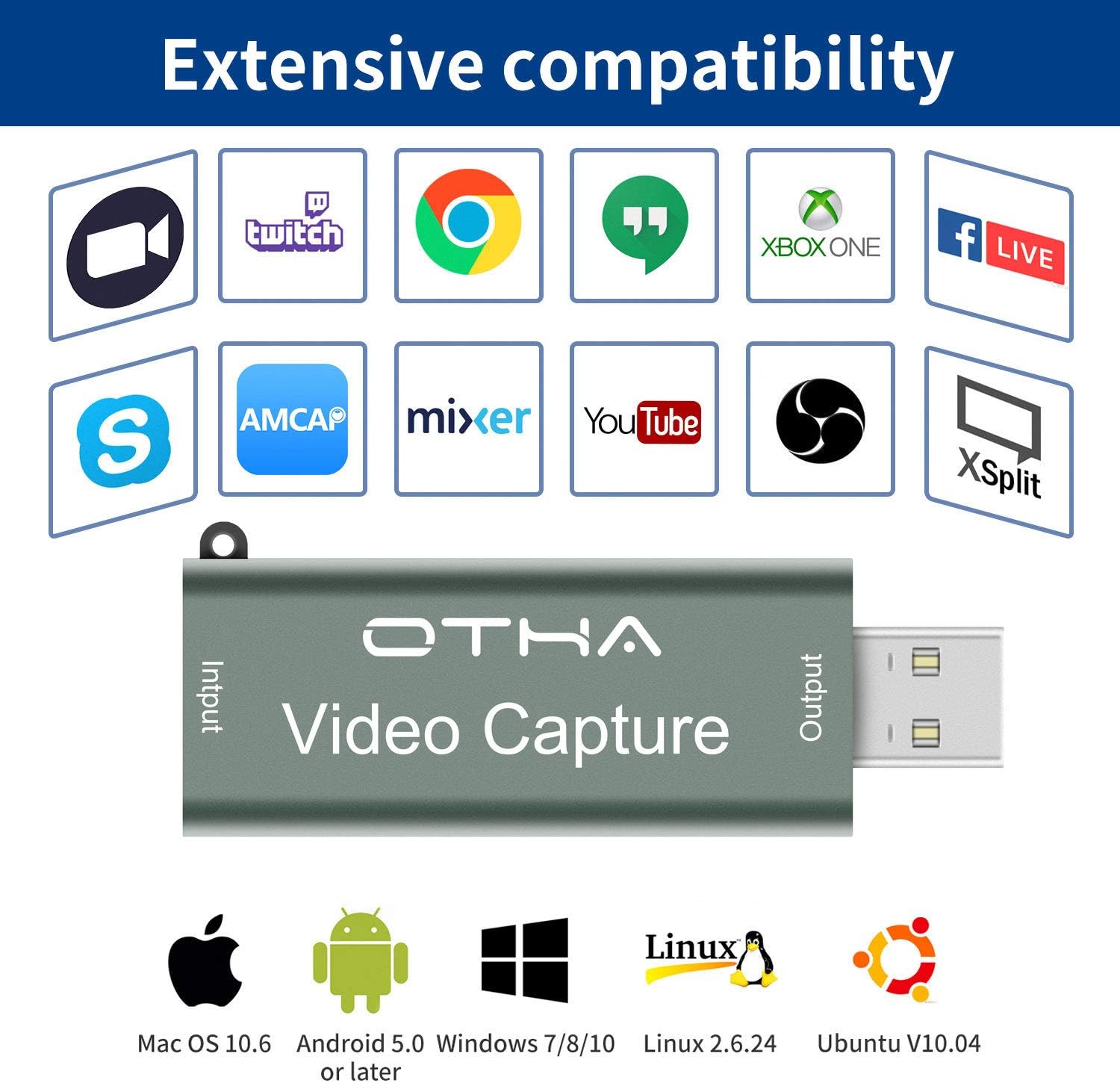 OTHA HDMI to USB 3.0 Capture Card 1080p 60FPS | Game Streaming Device | OBS Compatible Video Capture Card for PC Laptop