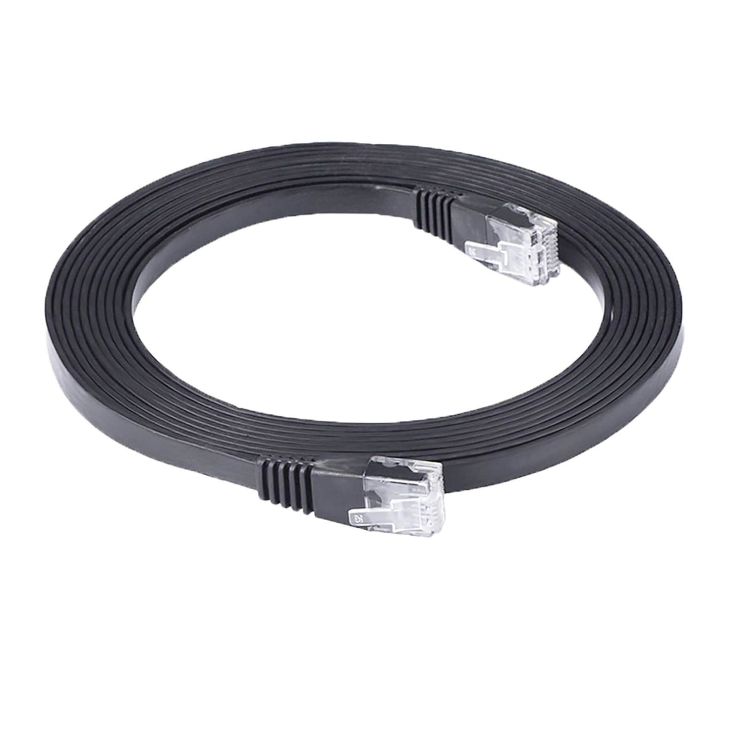 Flat Ethernet Cable 2 Meter RJ45 LAN Patch Cable 1000Mbps High Speed Network Cable Pure Copper (Black)