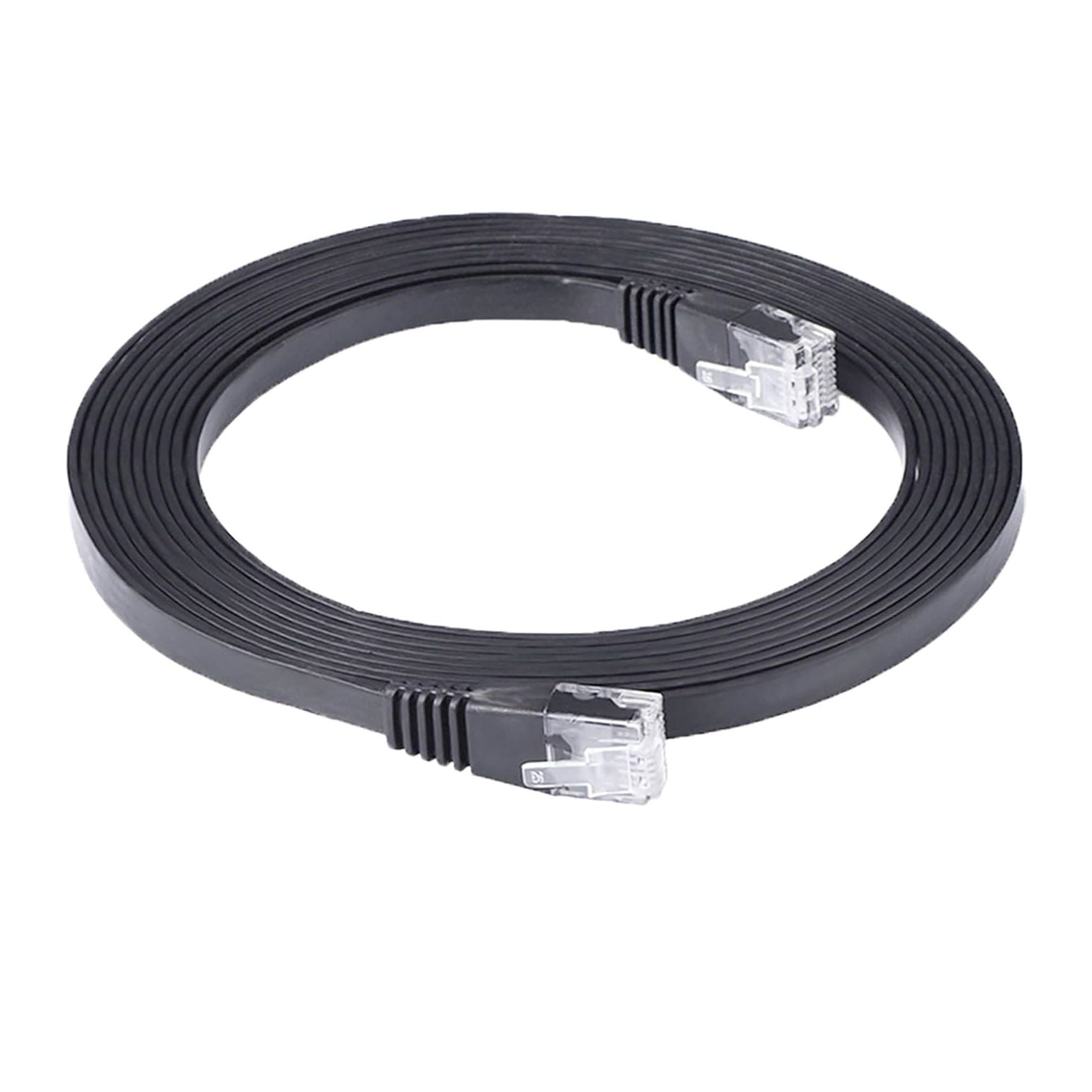 Flat Ethernet Cable 2 Meter RJ45 LAN Patch Cable 1000Mbps High Speed Network Cable Pure Copper (Black)