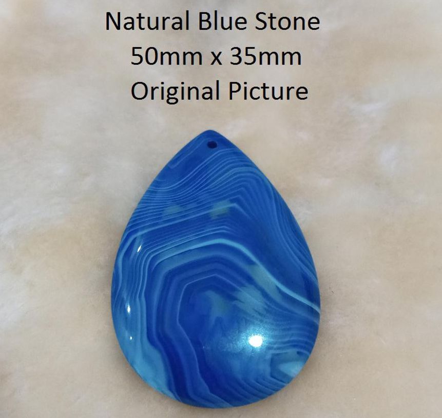 Natural Blue Stone Teardrop Pendant Charm 50mm x 35mm DIY Jewelry Necklace Making Accessory