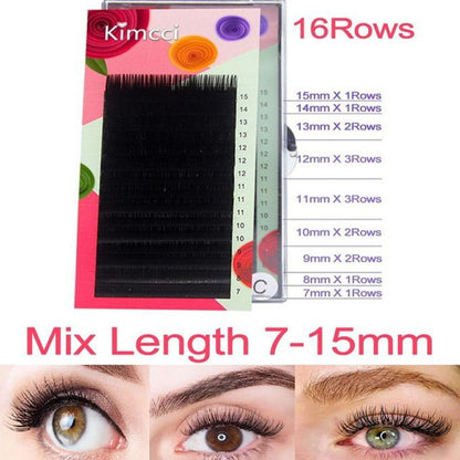 Kimcci 7-15mm Mix Mink Silk Lash Professional Eyelash Thickness: 0.10mm , Curl:C