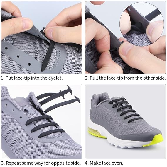 1 Set No Tie Shoelaces for Kids and Adults Stretch Silicone Elastic No Tie Shoe Laces