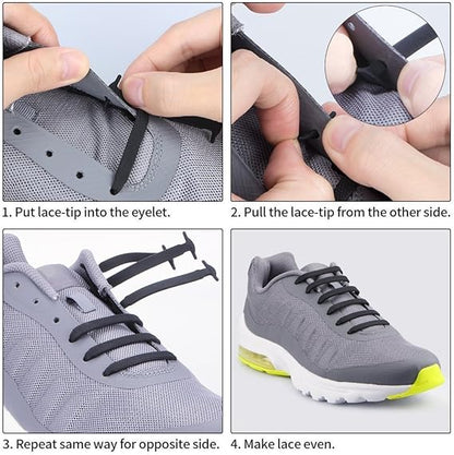 1 Set No Tie Shoelaces for Kids and Adults Stretch Silicone Elastic No Tie Shoe Laces
