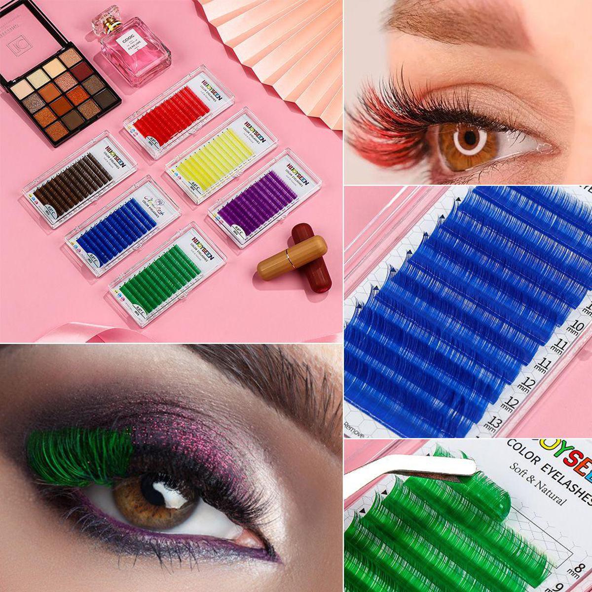 Blue eye Lashes Extensions  8-14mm D Curl Thickness 0.12mm Eyelash Faux False Lashes Blue Lashes Eyelash Extensions