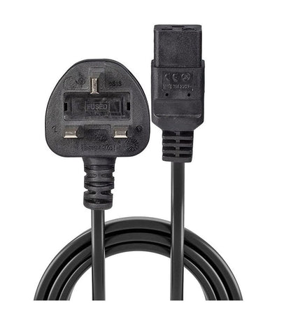 2 Meter UK 3 Pin Plug to IEC C19 Power Cable Black – Heavy Duty Power Cord for Server, UPS & PDU