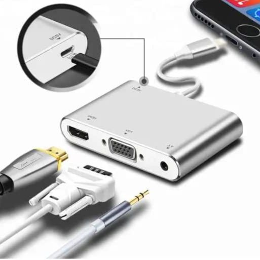 Apple to hdmi Lightning to HDMI VGA Audio Multiport Adapter Cable for ipad iphone Compatible