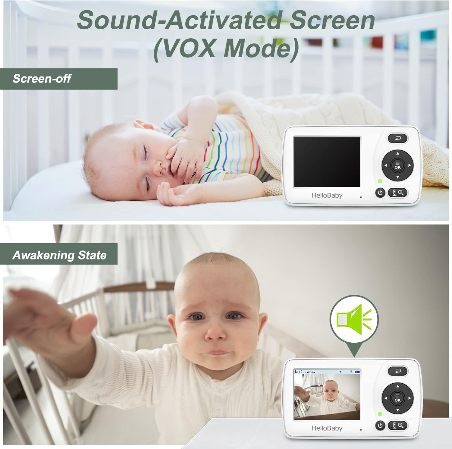 HelloBaby HB30 Video Baby Monitor  Digital Camera & Audio | No WiFi • No App | Safe & Secure | 2.4” Portable Screen